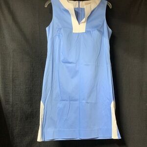 Shannon McLean Sheath Dress M? Elegant Blue and White Women's Dress